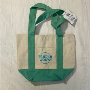 Trader Joe’s Mini Canvas Tote Bag Pastel Green